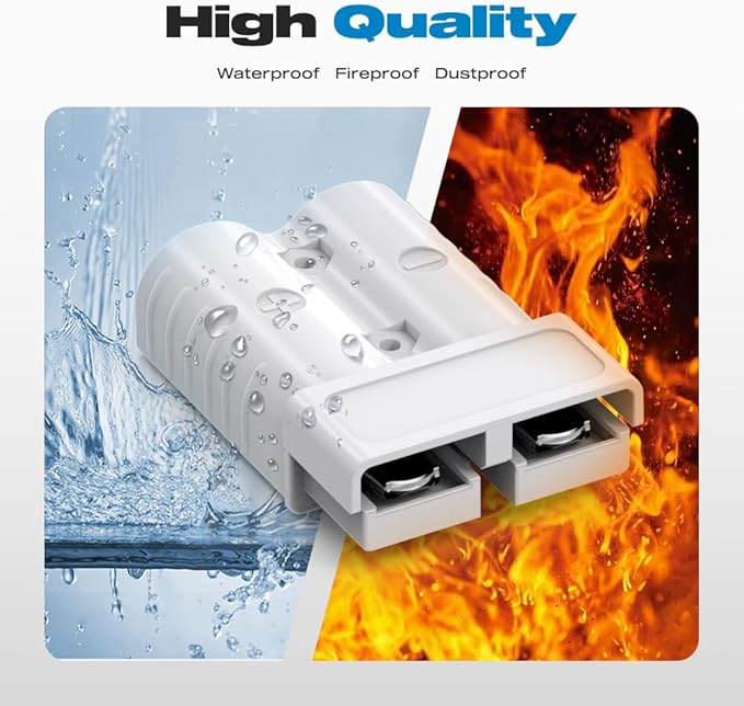 Anderson Connector, 350Amp Battery Quick Disconnect 2/0AWG 600V Heavy-Duty Winch Wiring Kit for Towing (2Pack) - Gray