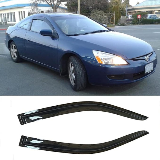 92349 Side Window Visor Wind Vent Deflector fit for 2003-2007 Honda Accord Coupe,2pcs Outside Mount Style Dark Smoke Shade Sun Rain Guards Set