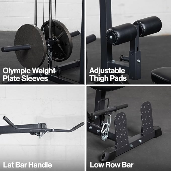 Titan Fitness Plate-Loaded LAT Tower, Rated 400 LB, Specialty Upper Body Machine, LAT Pulldown and Low Row Cable Machine for Home Gym, Shoulder and Back Workout Equipment