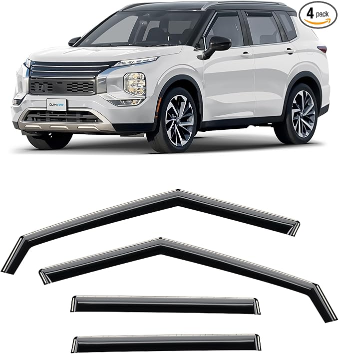 CLIM ART in-Channel Incredibly Durable Rain Guards for Mitsubishi Outlander 2022-2026, Original Window Deflectors, Vent Window Visors, Vent Deflector, 4 pcs. - 622479