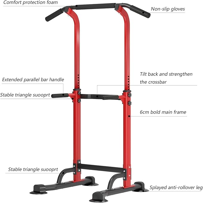 Multi-Functional Power Tower for Home Gym: Adjustable Pull Up & Dip Station with 400 LBS Capacity, Space Saving Strength Training Equipment for Men and Women