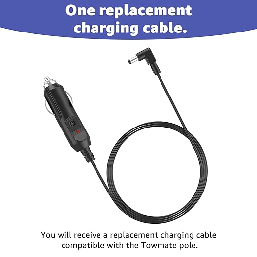 12V Replacement Charging Cable for Towmate Towlight Bars - Compatible with TM22G Limelight & All Light Duty Towmate Lights - Standard DC Charge End
