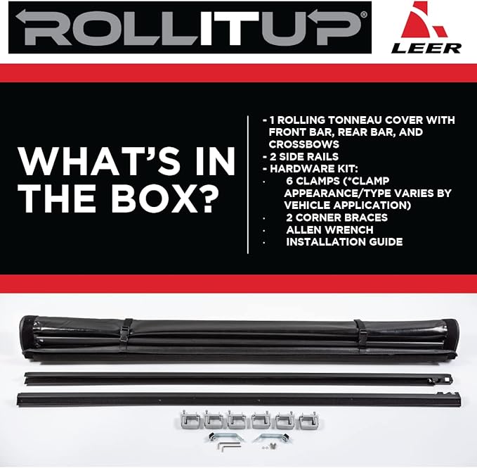 LEER ROLLITUP | Fits 2016-2023 Toyota Tacoma with 5’2" Bed with Track (Short Bed) | Soft Roll Up Truck Bed Tonneau Cover | 4R286 | Low-Profile, Easy 15-Minute Install - Fits Trail Edition (Black)