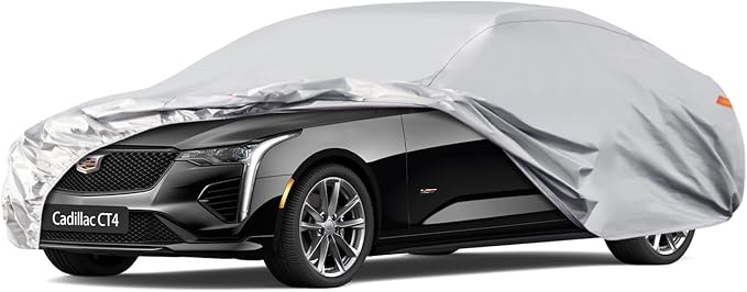 Waterproof Car Cover for Cadillac CT4 (2019-2024), 5 Layers Compatible with Cadillac CT4 All Weather, Snowproof Windproof Rain Ice Sun UV Protection