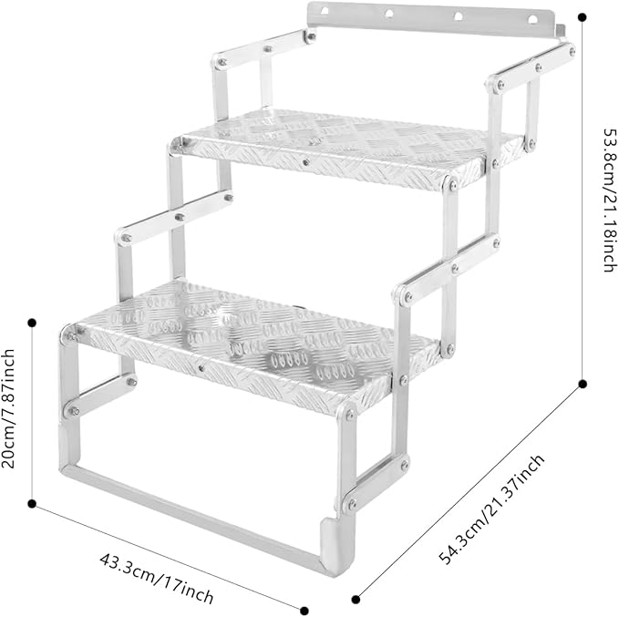 RV Steps, Foldable RV Stairs, Aluminum Alloy 17" Wide Camper Steps, Scissor Stairs Ladder for Mobile Home, RVs, Camper, Shop, Trailers, Truck, Warehouse (2 Steps)