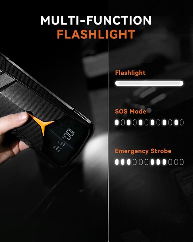 SUNPOW Lithium Jump Starter Battery Pack 2000A Peak 20000mAh (Up to All Gas and 8.5L Diesel),12V Battery Booster for Cars, Trucks, SUV, Portable Power Pack with LCD Screen & LED Light