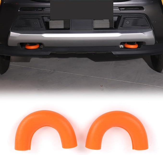 Car Tow Hook Protective Cover Compatible with Ford Ranger 2023-2025 Rubber Front Bumper Tow Ring Pull Ring Protective Case Trailer Pull Ring Trim Cover Exterior Accessories Tow Hook Covers (Orange)