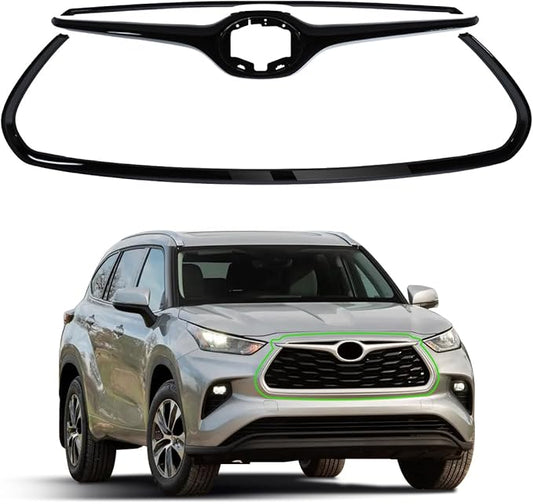 ZXMOTO For 2020 2021 2022 Toyota Highlander Frame Front Grille Cover Trim,Gloss Black