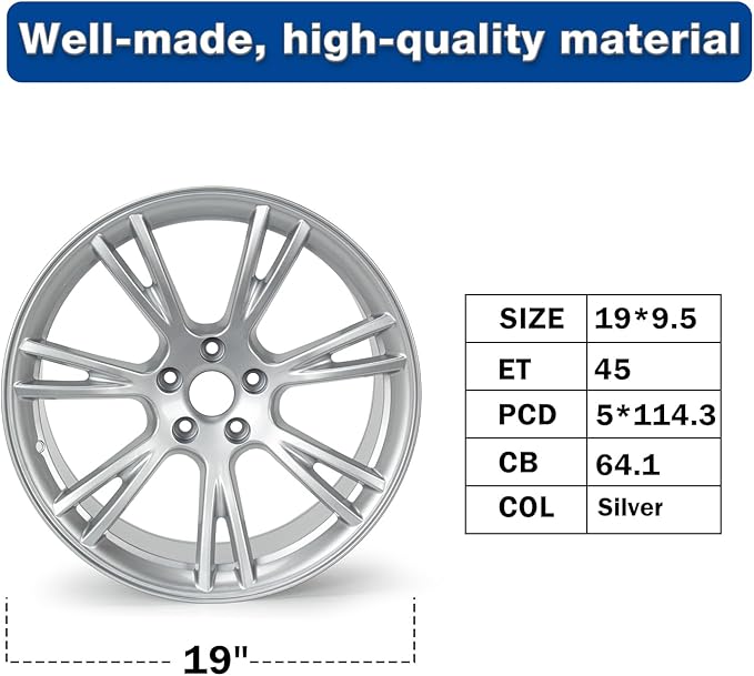 New 19" x 9.5'' Aluminum Alloy Replacement for OE Wheel Rim Compatible with Model Y 2020–2023, Fits Front or Rear Wheel– Square Setup for Long Range Models, 2 Sets