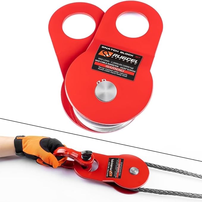 RUGCEL WINCH 10T Heavy Duty Recovery Winch Snatch Block, 22000lb Capacity,Towing Pulley Blocks,Heavy Duty Offroad Recovery Accessory for Truck, Tracto