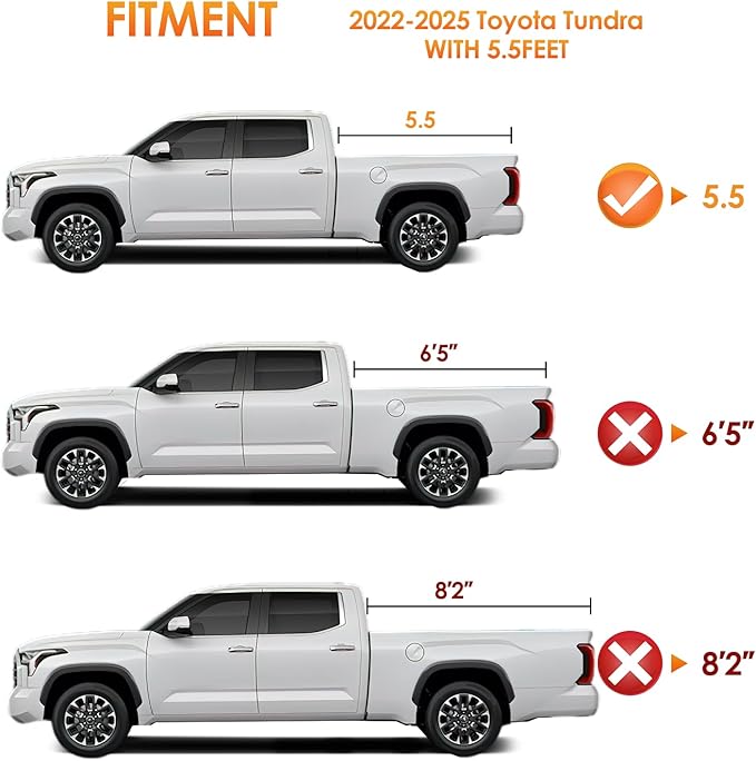 Nilight Soft Roll-Up Tonneau Cover Compatible with Toyota Tundra 2022 2023 2024 2025– 5.5ft Truck Bed Cover