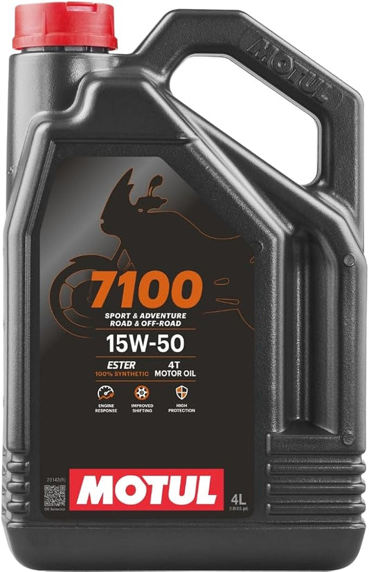Motul 7100 15W-50 Motor Oil Full Synthetic Road & Off-Road Motorcycle Engine Lubricant 4 Liter (104299)