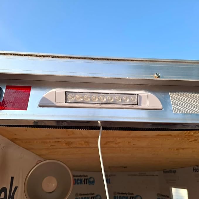 Raycharm 10" RV & Marine Boat LED Awning Porch Utility Light Fixture, 40° Down Angle, Amber/White Beam, 12V/24V DC, Waterproof IP67, Plastic Housing White Finish, 2-Pack