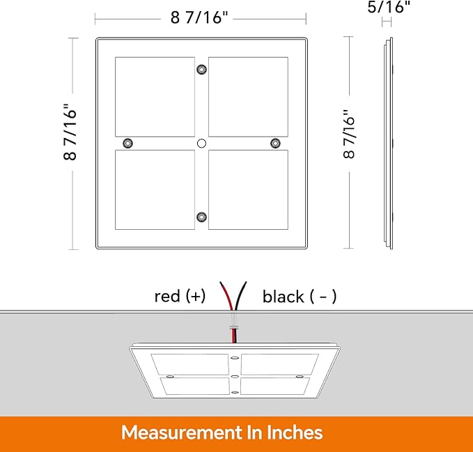 RV 12V LED Ceiling Dome Light with Switch, Square 8-1/2" Fixture, Dimmable 1080LM Lights with Acrylic Shade for RV Trailer Camper Boat Interior Lighting, Surface Mount (5000K Cool White)