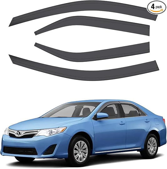 ACLONG Smoke Rain Guards Fit for Toyota Camry 2012 2013 2014 2015 2016 2017 Tape-On Side Shatterproof Window Visor, Window Deflectors, 4-Piece Set