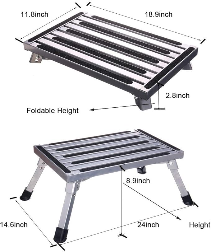 Portable RV Steps Platform Foldable Anti-Slip Rubber Feet 330lbs Load Capacity Durable Ladder Caravan Camping Tool Portable