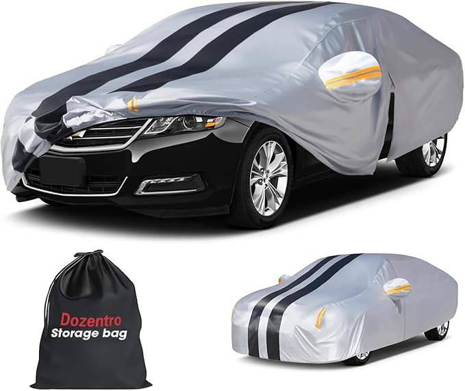 10 Layers Sedan Car Cover Custom Fit for Chevy Malibu(1997-2025), 100% Waterproof All Weather for Automobiles, Gift with Towel, Heavy Duty Car Covers for Rain Sun UV Protection with Door Zipper.
