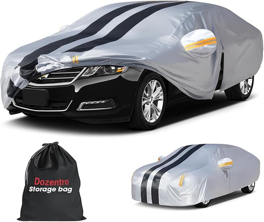10 Layers Sedan Car Cover Custom Fit for Chevy Malibu(1997-2025), 100% Waterproof All Weather for Automobiles, Gift with Towel, Heavy Duty Car Covers for Rain Sun UV Protection with Door Zipper.