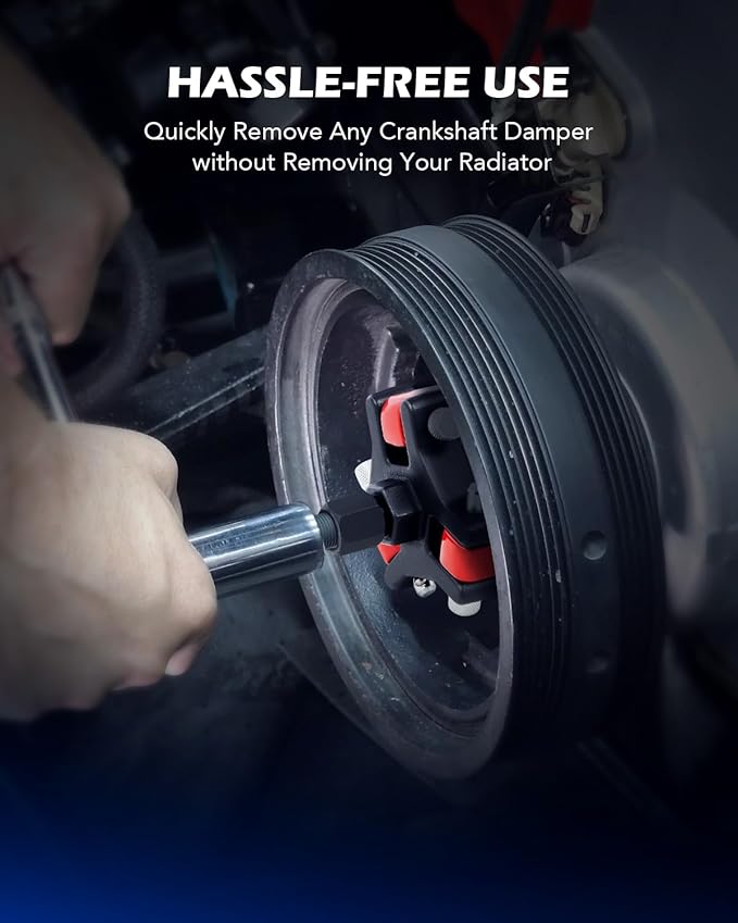 Orion Motor Tech Harmonic Balancer Puller Kit, Adjustable 3-Jaw Puller Set for Removing Harmonic Dampers & Balancers, 3-Jaw Pulley Puller Set Compatible with Chevy GM Chrysler Cadillac Ford More, Red