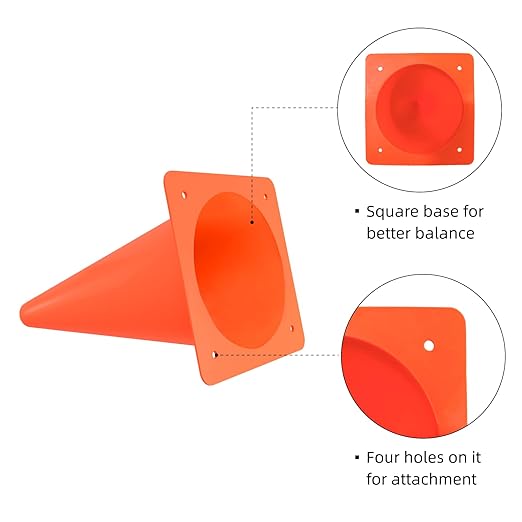 12 inch Soccer Training Cones for Outdoor Activity, Orange Traffic Cones,Plastic Sports Cones 10 Packs