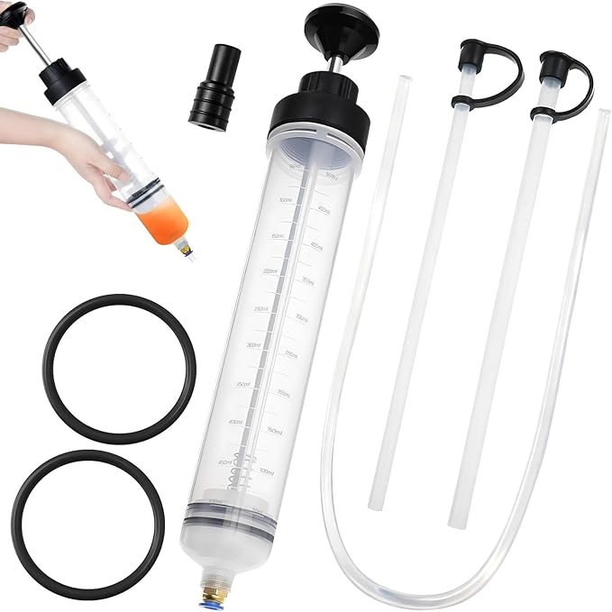 500CC Automotive Fluid Extractor Pump, Manual Oil Change Syringe with 50cm Rubber Hose, Manual Suction Vacuum Fuel Car Transfer for Power Steering