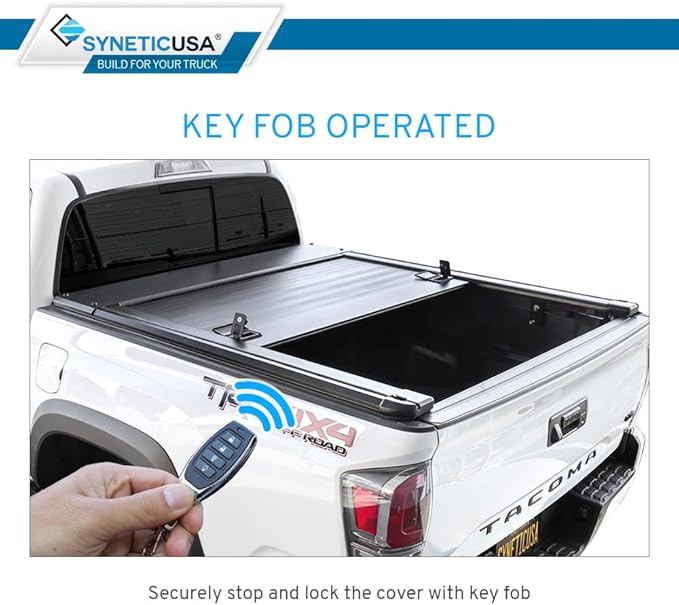 Syneticusa ER Power Retract Hard Tonneau Cover with Storage Cargo Platform R2 Rack Fits 2016-2026 Tacoma 5' Bed Off Road Retractable