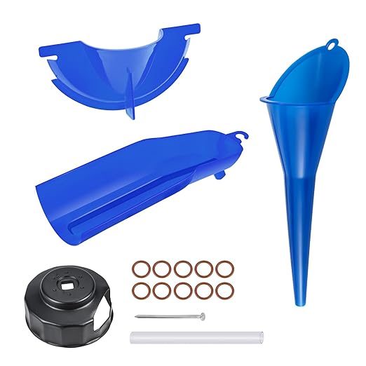 Motorcycle Oil Filter Wrench & Primary Case & Crankcase Fill Funnel & Drip Free Oil Filter Funnel Set Fit for Harley Touring Sporster Dyna (with Wrench)