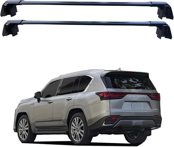 ROKIOTOEX Roof Rack Crossbars - Fit 2022– 2026 Lexus LX Flush Side Rail - Panoramic Sunroof - 220LBs Load Bar- Metal Locking Cap - Easy Install & Adjusting - Wind Noise Reduction Strip - Black Coyote