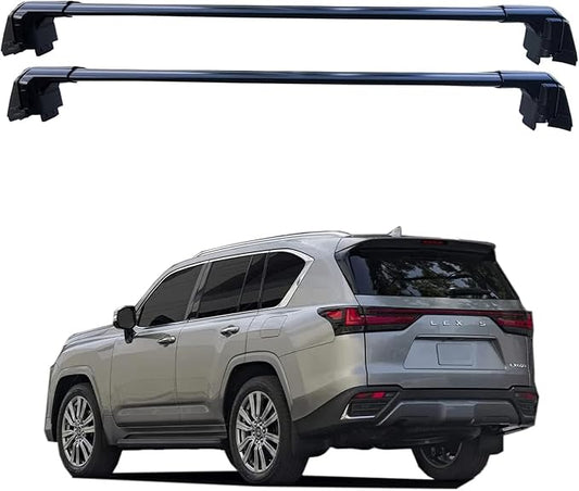 ROKIOTOEX Roof Rack Crossbars - Fit 2022– 2026 Lexus LX Flush Side Rail - Panoramic Sunroof - 220LBs Load Bar- Metal Locking Cap - Easy Install & Adjusting - Wind Noise Reduction Strip - Black Coyote