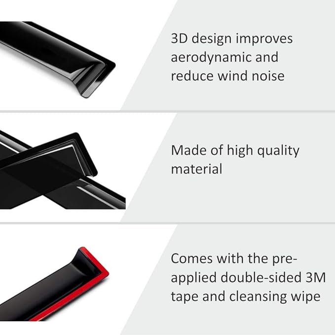 Voron Glass Tape-on Extra Durable Rain Guards for Toyota Highlander 2014-2019, Window Deflectors, Vent Window Visors, 4 Pieces - 120060