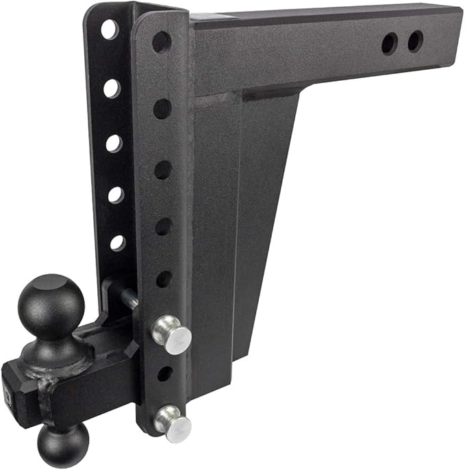 BulletProof Hitches - 2.5" Adjustable Extreme Duty Trailer Hitch (36,000 lb. Rating) - 10" Drop/Rise with 2" and 2 5/16" Dual Ball - Powder Coat, Solid Steel, Corrosion-Resistant