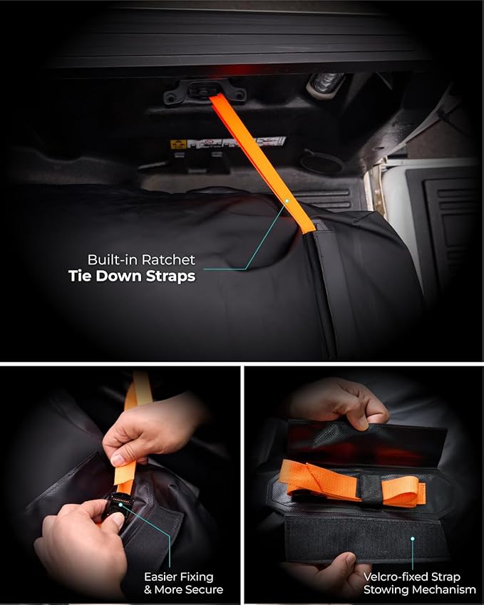 Truck Bed Bag, 100% Waterproof Truck Cargo Bag Fits Any Truck Size with 4 Handles, Built-in 4 Ratchet Tie Down Straps, 34 Cubic Feet (57''x48''x22'')