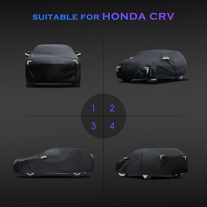 Car Cover Custom Fit for Honda CRV 1997-2025,Toyota RAV4 1996-2025, 6 Layers Truck Cover Waterproof All Weather for Automobiles,Outdoor Full Exterior Cover,Rain, Sun, Wind Protection,Black
