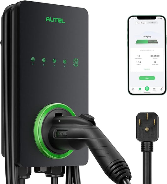 Autel Level 2 EV Charger 40 Amp Home Smart AI Electric Vehicle (EV) Charger, Wi-Fi and Bluetooth Enabled EVSE, with in-Body Holster and 25-Foot Cable NEMA 14-50 Plug(Dark Gray)