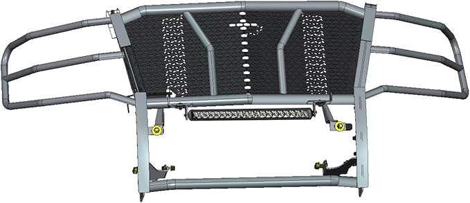 Black Horse Rugged Heavy Duty Grille Brush Bumper Guard Modular Black Come with Single Row LED Light Compatible with 2015-2023 Chevrolet Tahoe|2015-2020 Chevrolet Suburban-RU-CHTA15-B-K2