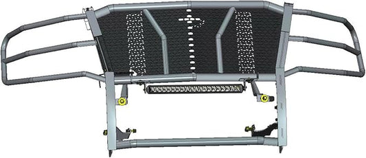 Black Horse Rugged Heavy Duty Grille Brush Bumper Guard Modular Black Come with Single Row LED Light Compatible with 2015-2023 Chevrolet Tahoe|2015-2020 Chevrolet Suburban-RU-CHTA15-B-K2