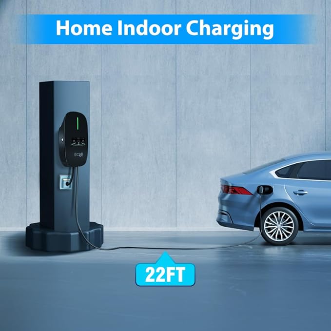 AWESAFE Level 2 EV Charger for Tesla, 48 Amp Wall Charger Hardwired WiFi Enabled, Smart APP Control Electric Vehicle Charging Stations - Home Use