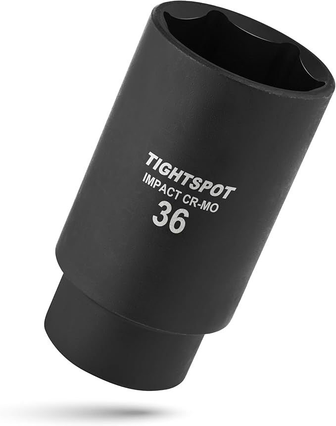 TIGHTSPOT 1/2 Inch Drive - 36 mm Deep Impact Socket with Anti-Rounding 6 Point Design, Heat-Treated CRMO Steel, Metric