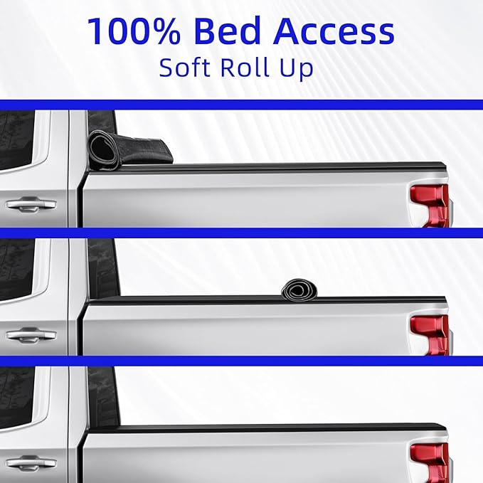 Soft Roll-Up Truck Bed Cover Compatible with 2015-2026 Ford F-150 | 5'5" Bed (66") Black