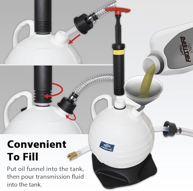 FIRSTINFO A1141HN Taiwan 21-Adapter Manual ATF Filler System, 6L High-Capacity Manual Transmission Fluid Pump Tool for Automatic Transmission Fluid Oil Refill