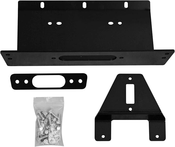 SuperATV Black Ops 6000 LB Winch with Winch Mounting Plate for Polaris Ranger XP 500 / XP 800 / XP 800 Crew (See Fitment) | Compatible with Many OEM and Aftermarket Winches | Bolt-On Installation