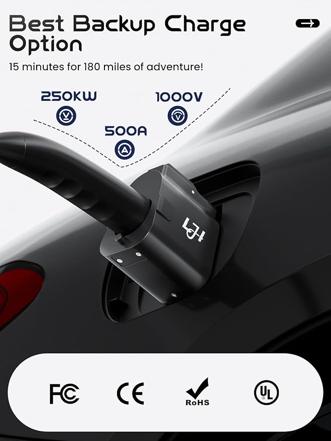 NACS to CCS1 Adapter - 250kW DC Fast Charging (1000V/500A) for Tesla Supercharger V3/V4 - Compatible with Ford, GM, Rivian R1T/R1S & Hyundai/Kia/Volvo EVs - IP54 Weatherproof