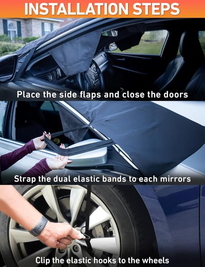 EcoNour Car Snow Cover Compatible for Kia Forte | Windshield Cover for Ice and Snow with S-Hook Straps | Heavy-Duty 600D Oxford Winter Car Cover, Waterproof & Anti-Slip