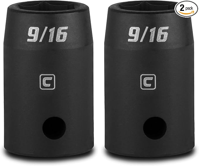 Capri Tools 9/16-Inch Shallow Impact Socket, 1/2-Inch Drive, 6-Point, SAE, CP55054 (Pack of 2)