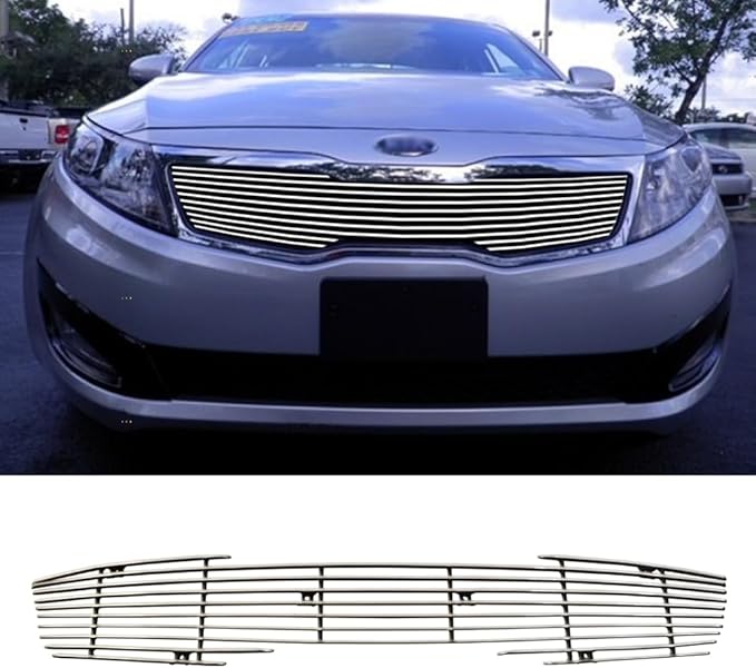 Front Main Uopper Grille Fits Kia Optima 2011-2013 LX EX Aluminum Chrome Billet Grille Insert (Upper)