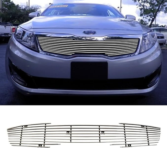 Front Main Uopper Grille Fits Kia Optima 2011-2013 LX EX Aluminum Chrome Billet Grille Insert (Upper)