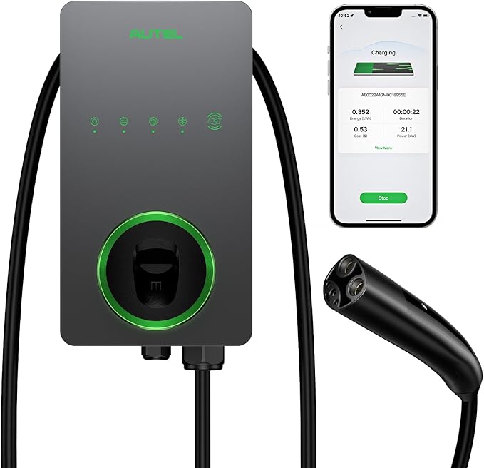 Autel Level 2 Home Smart EV Charger NACS, Up to 50Amp, Hardwired 240V EV Charge Station, Indoor/Outdoor Car Charging Station, Flexible 25-Foot Cable, Compatible with Tesla