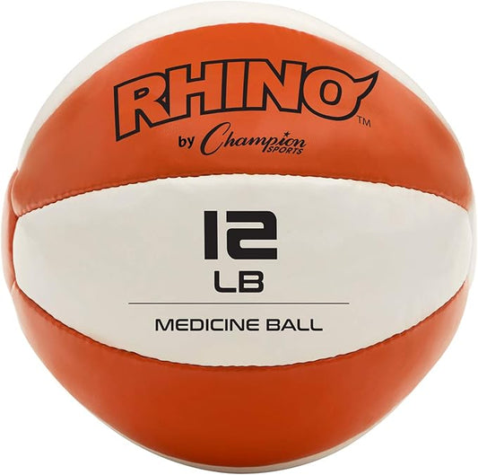 Champion Sports Exercise Medicine Balls, Leather with No-Slip Grip - Weighted Med Ball Set for Weight Training, Stability, Plyometrics, Cross Training, Core Strength - Multiple Styles