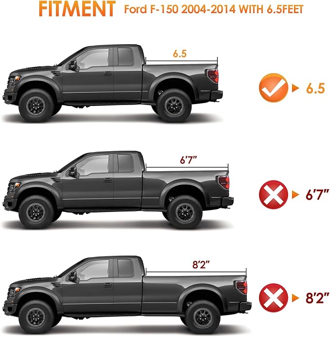 Nilight Soft Roll Up Truck Bed Cover Compatible with Ford F150 2004 2005 2006 2007 2008 2009 2010 2011 2012 2013 2014 6.5ft