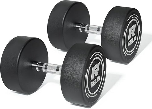 RitFit 5-250 LBS PVC Encased Round Dumbbell sets with Knurled Handle and Optional Rack, Strength Training Equipment for Home Gym